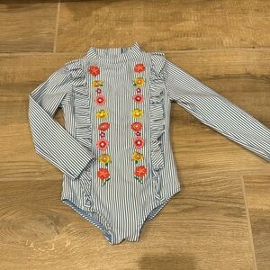 Mini Boden Floral stripe girls Swimsuit